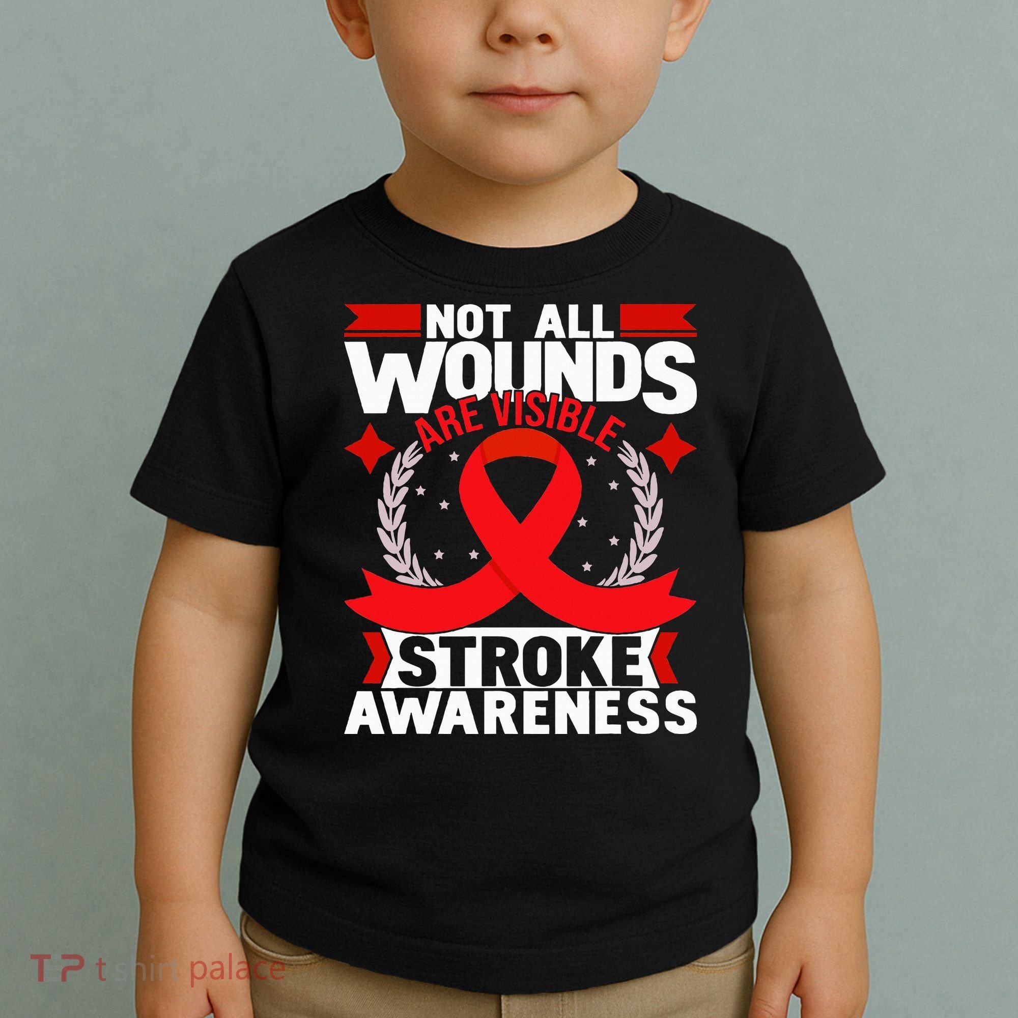Not All Wounds Are Visible  Stroke Awareness Red Ribbon Toddler T-Shirt