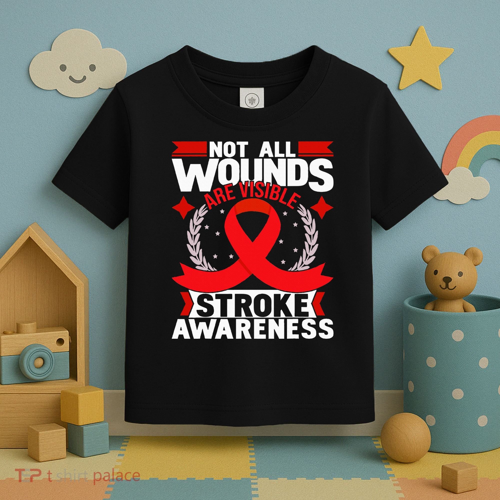 Not All Wounds Are Visible  Stroke Awareness Red Ribbon Toddler T-Shirt