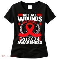 Not All Wounds Are Visible  Stroke Awareness Red Ribbon Women's T-Shirt thumb 0