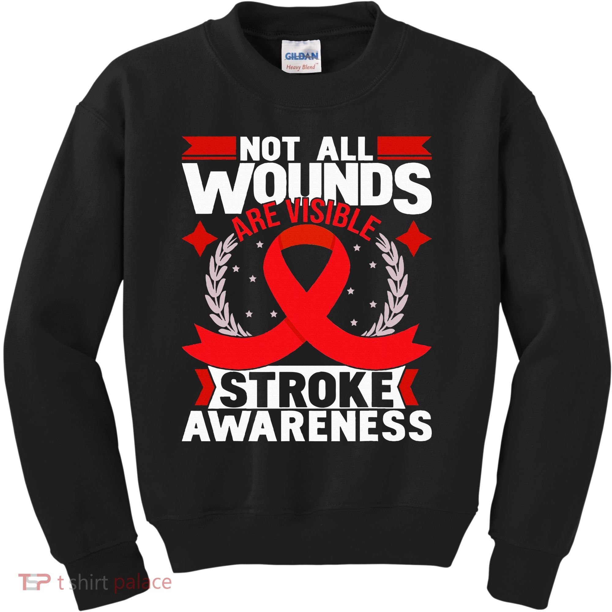 Not All Wounds Are Visible  Stroke Awareness Red Ribbon Kids Sweatshirt