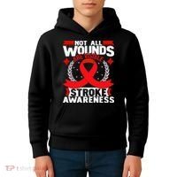 Not All Wounds Are Visible  Stroke Awareness Red Ribbon Kids Hoodie thumb 4