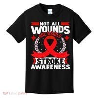 Not All Wounds Are Visible  Stroke Awareness Red Ribbon Kids T-Shirt thumb 0