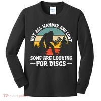 Not All Who Wander Are Lost Disc Golf Bigfoot Frisbee Player Kids Long Sleeve Shirt thumb 0