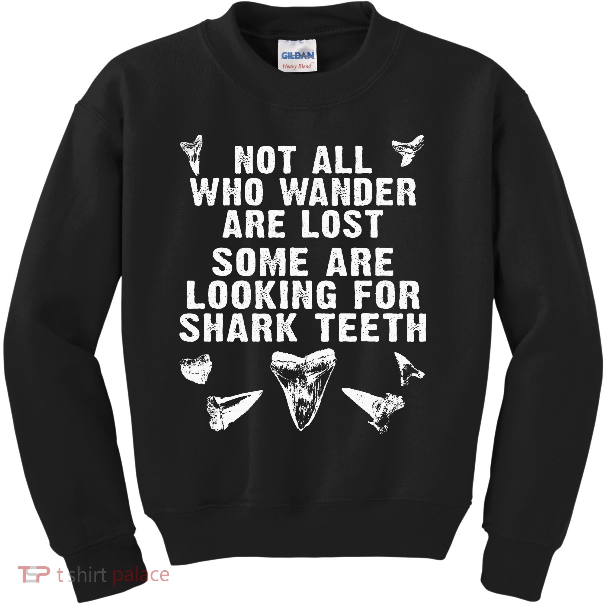 Not All Who Wander Are Lost Some Are Looking For Shark Teeth Kids Sweatshirt