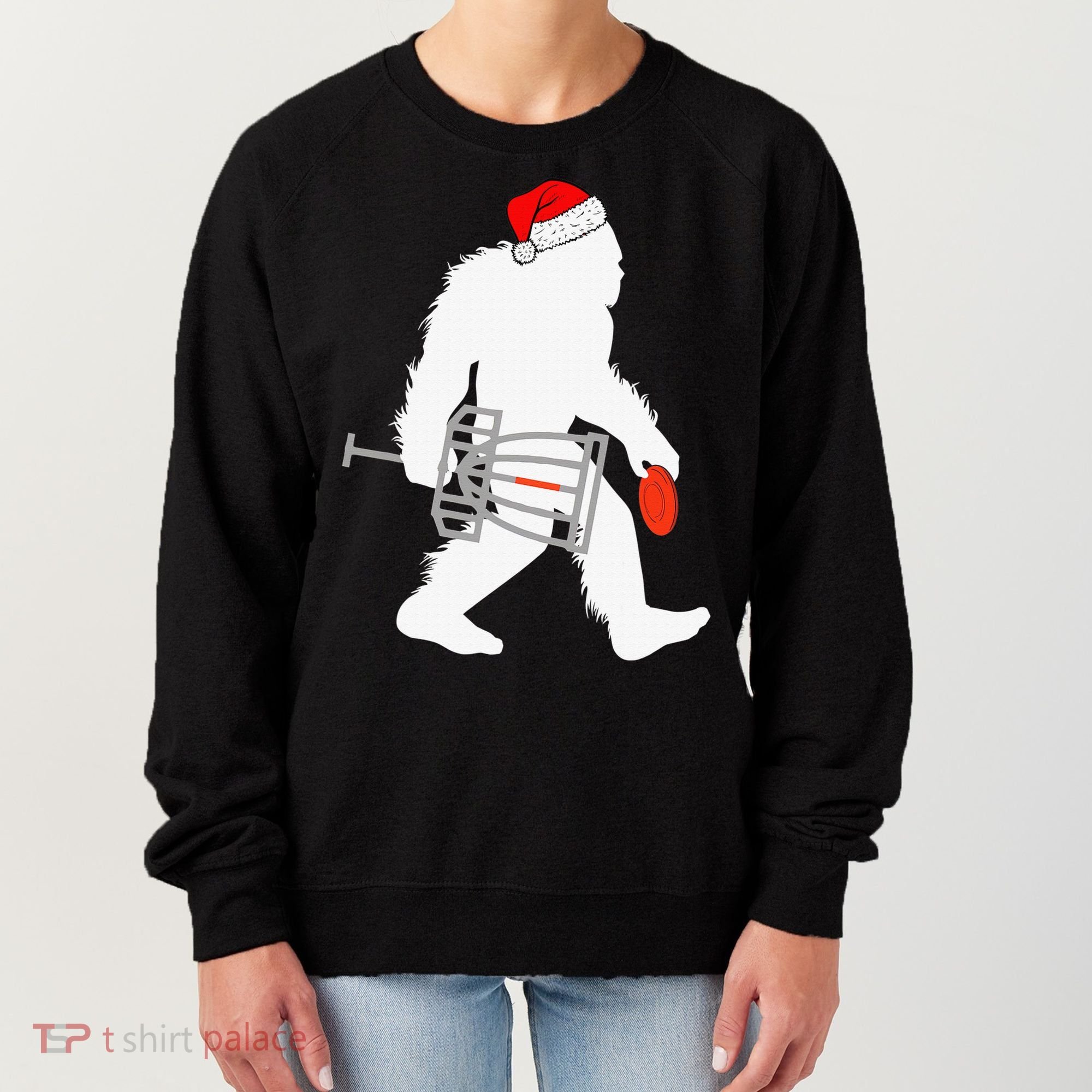 Not All Who Wander Are Lost Disc Golf Bigfoot Christmas Women's Sweatshirt