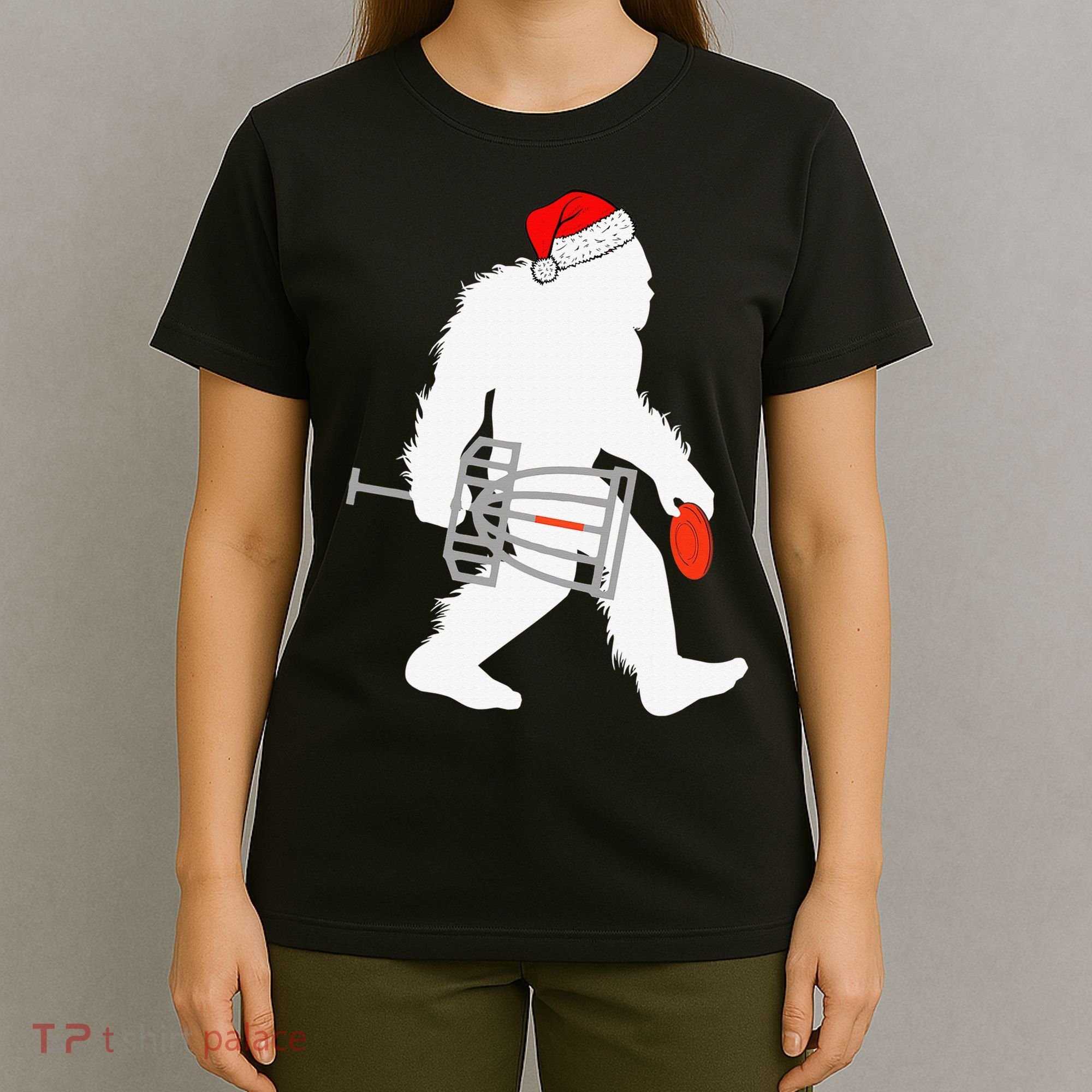 Not All Who Wander Are Lost Disc Golf Bigfoot Christmas T-Shirt