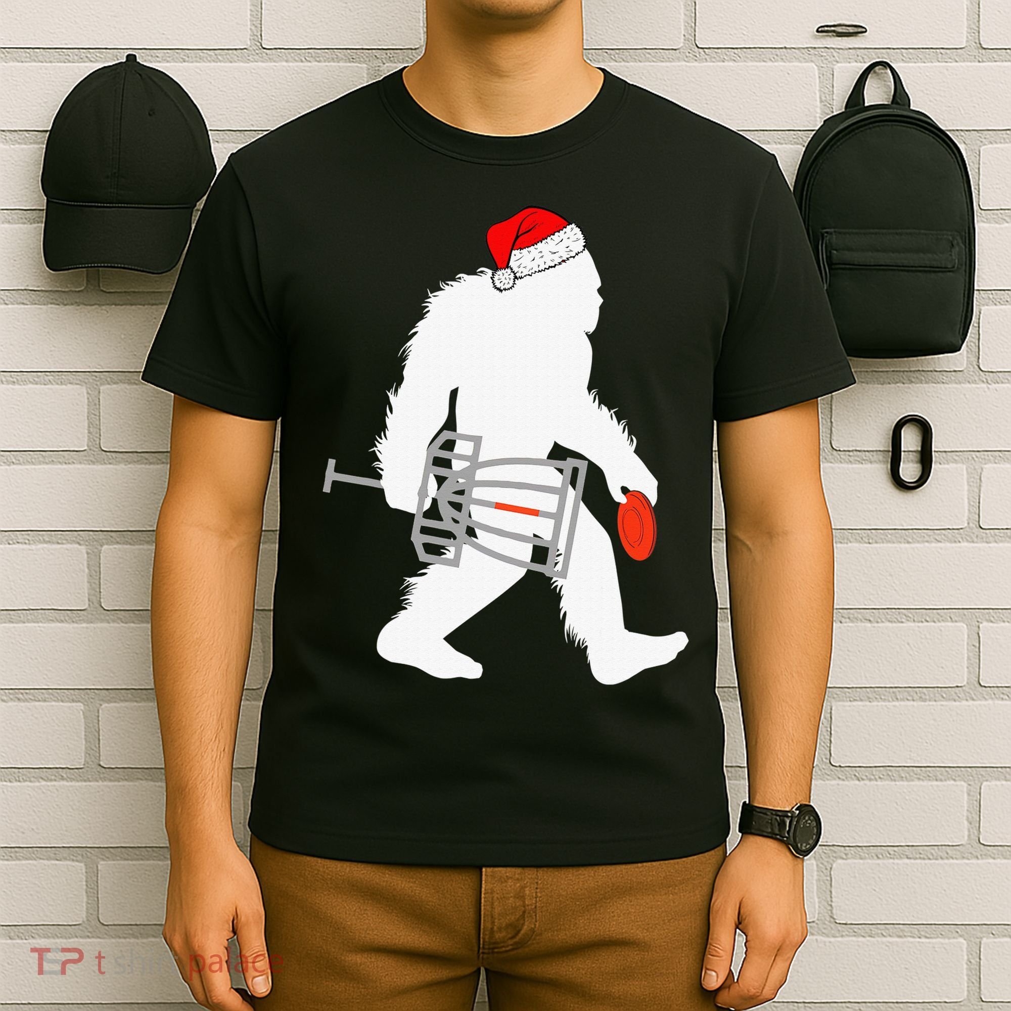 Not All Who Wander Are Lost Disc Golf Bigfoot Christmas T-Shirt