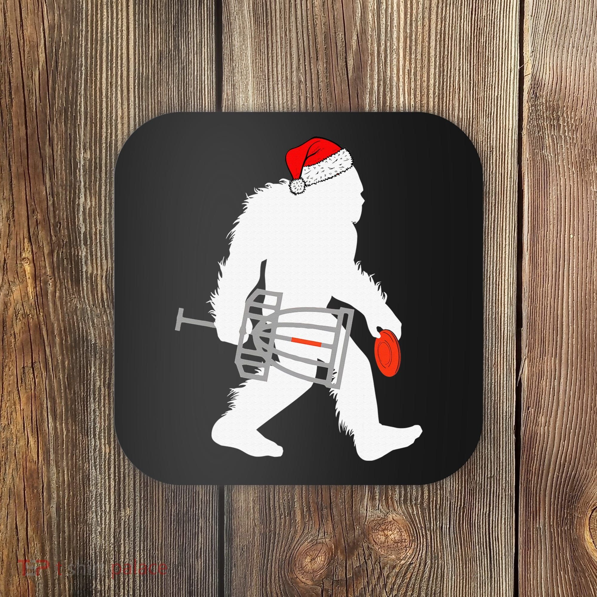 Not All Who Wander Are Lost Disc Golf Bigfoot Christmas Coaster