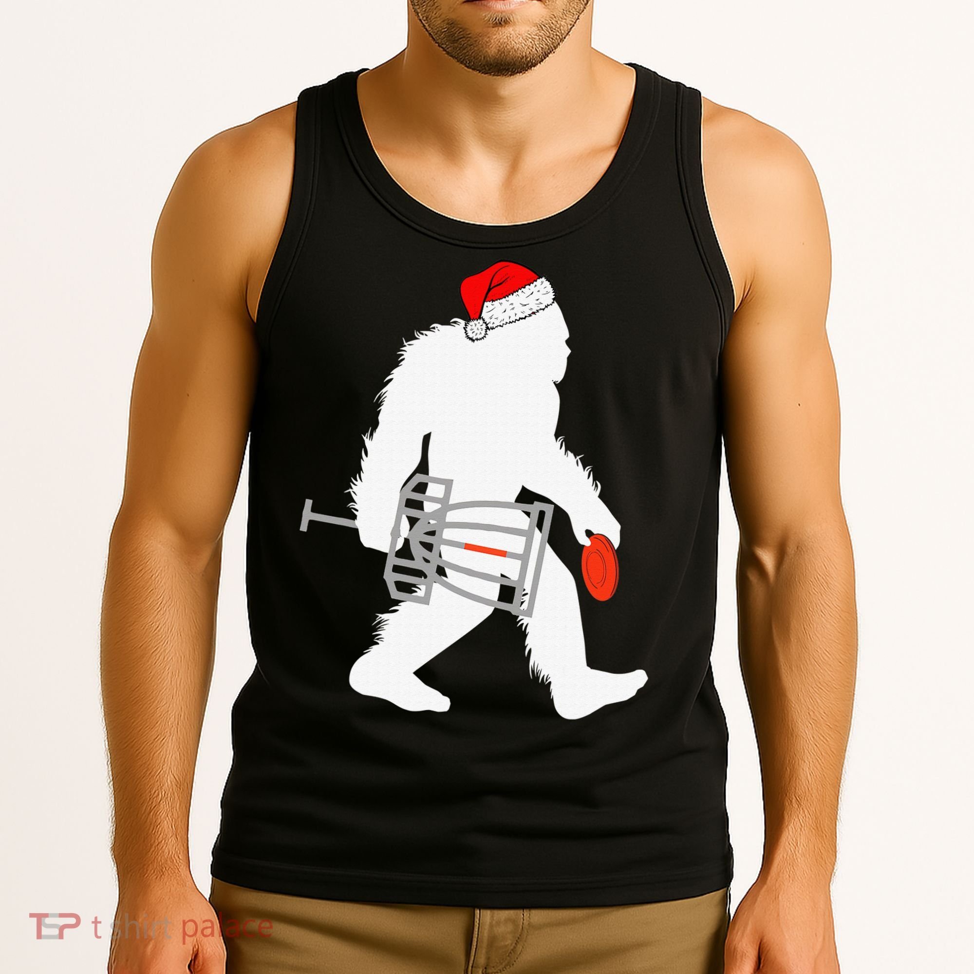 Not All Who Wander Are Lost Disc Golf Bigfoot Christmas Tank Top