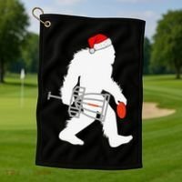 Not All Who Wander Are Lost Disc Golf Bigfoot Christmas Golf Towel thumb 1
