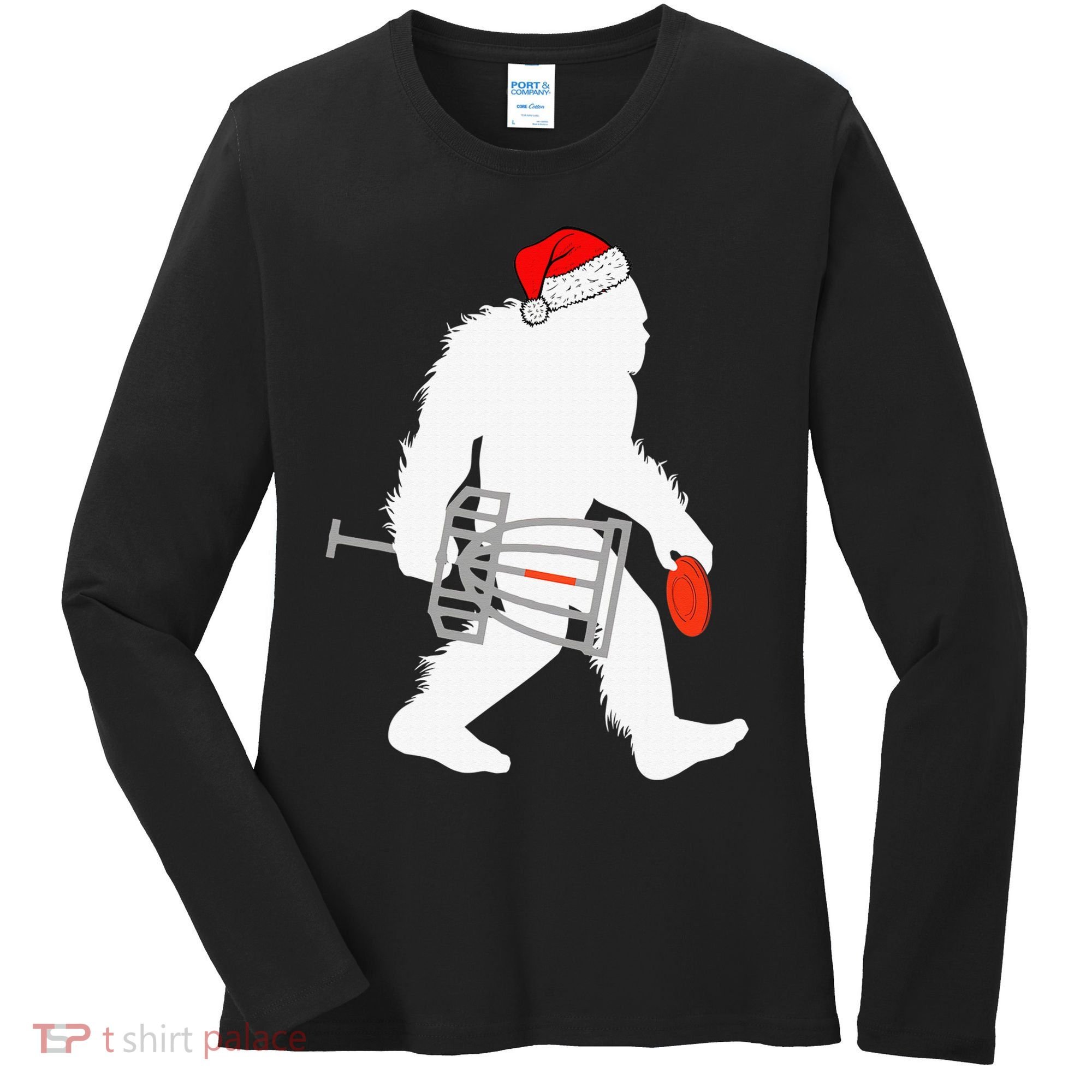 Not All Who Wander Are Lost Disc Golf Bigfoot Christmas Women's Long Sleeve Shirt