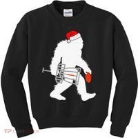 Not All Who Wander Are Lost Disc Golf Bigfoot Christmas Kids Sweatshirt thumb 0