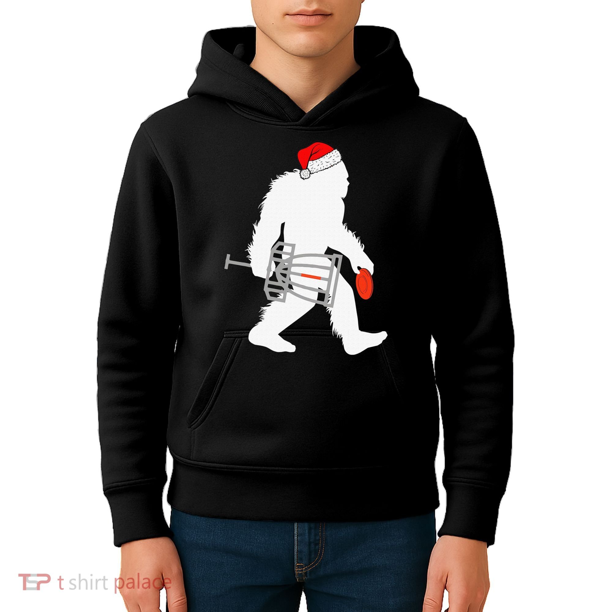 Not All Who Wander Are Lost Disc Golf Bigfoot Christmas Kids Hoodie