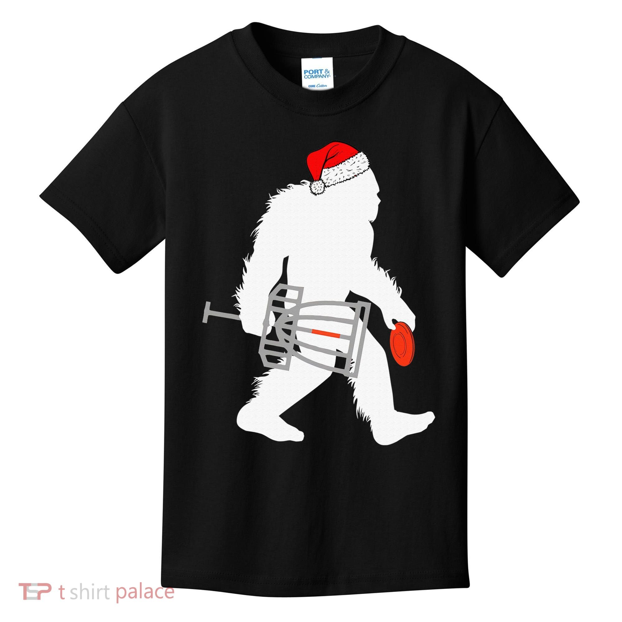 Not All Who Wander Are Lost Disc Golf Bigfoot Christmas Kids T-Shirt