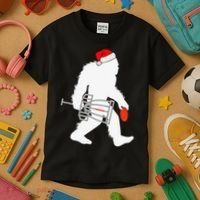 Not All Who Wander Are Lost Disc Golf Bigfoot Christmas Kids T-Shirt thumb 3