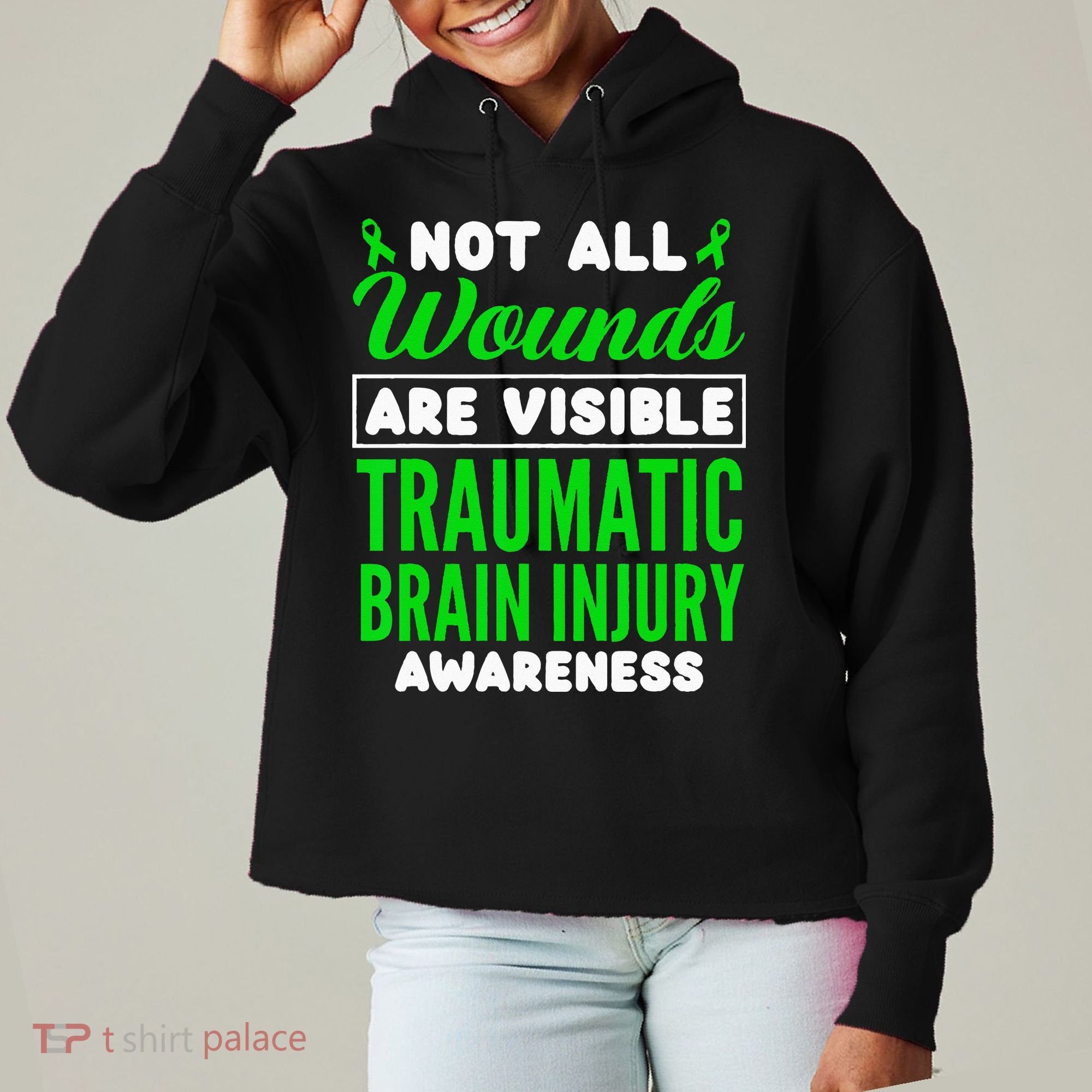 Not All Wounds Are Visible Traumatic Brain Injury Awareness Ladies Heavyweight Boxy Pullover Hoodie