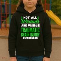 Not All Wounds Are Visible Traumatic Brain Injury Awareness Kids Hoodie thumb 3