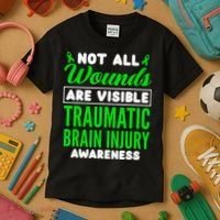 Not All Wounds Are Visible Traumatic Brain Injury Awareness Kids T-Shirt thumb 3