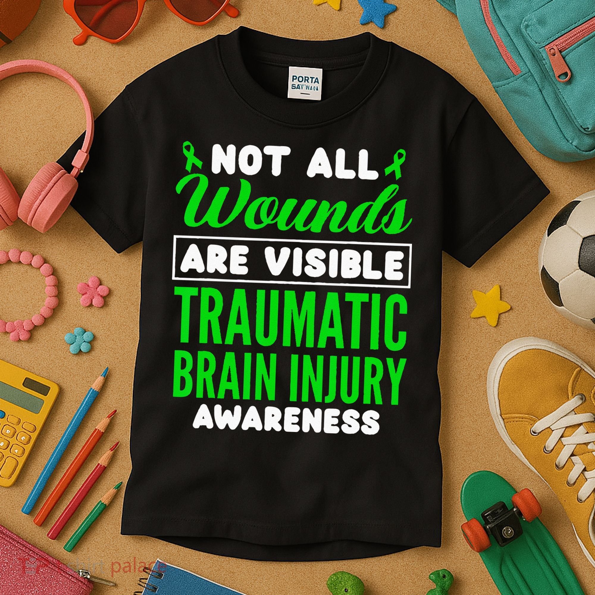 Not All Wounds Are Visible Traumatic Brain Injury Awareness Kids T-Shirt
