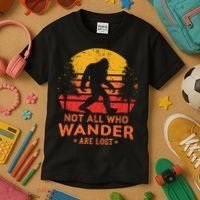 Not All Who Wander Are Lost Bigfoot Kids T-Shirt thumb 3