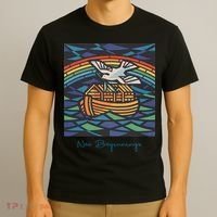 New Beginnings 1955 Noahs Ark Dove Of Peace Rainbow Art T-Shirt thumb 3