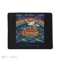 New Beginnings 1955 Noahs Ark Dove Of Peace Rainbow Art Mousepad thumb 0