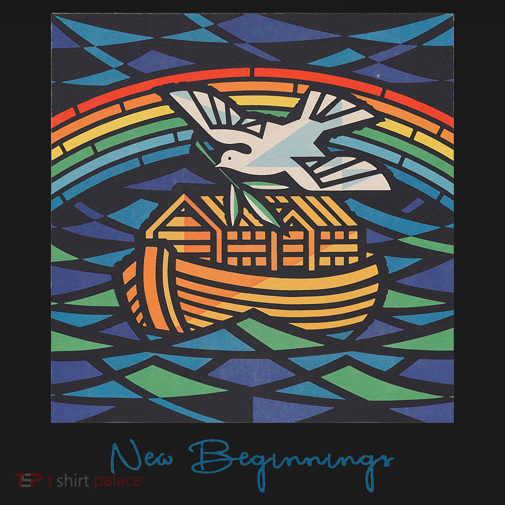 New Beginnings 1955 Noahs Ark Dove Of Peace Rainbow Art Mousepad