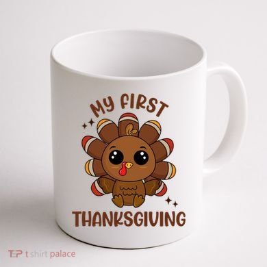 New Born Baby My First Thanksgiving Cute Coffee Mug back