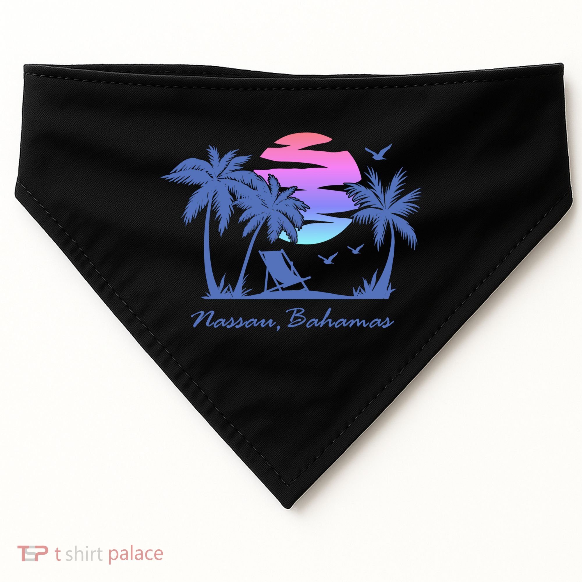 Nassau Bahamas Beach Vacation Spring Break Honeymoon Retro Funny Gift USA-Made Doggie Bandana