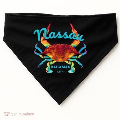Nassau, Bahamas, Blue Crab USA-Made Doggie Bandana