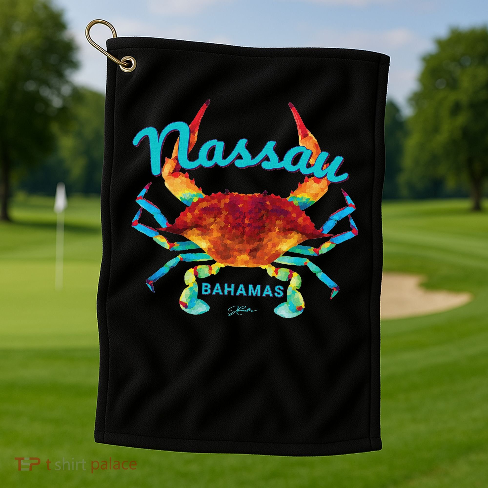 Nassau, Bahamas, Blue Crab Golf Towel