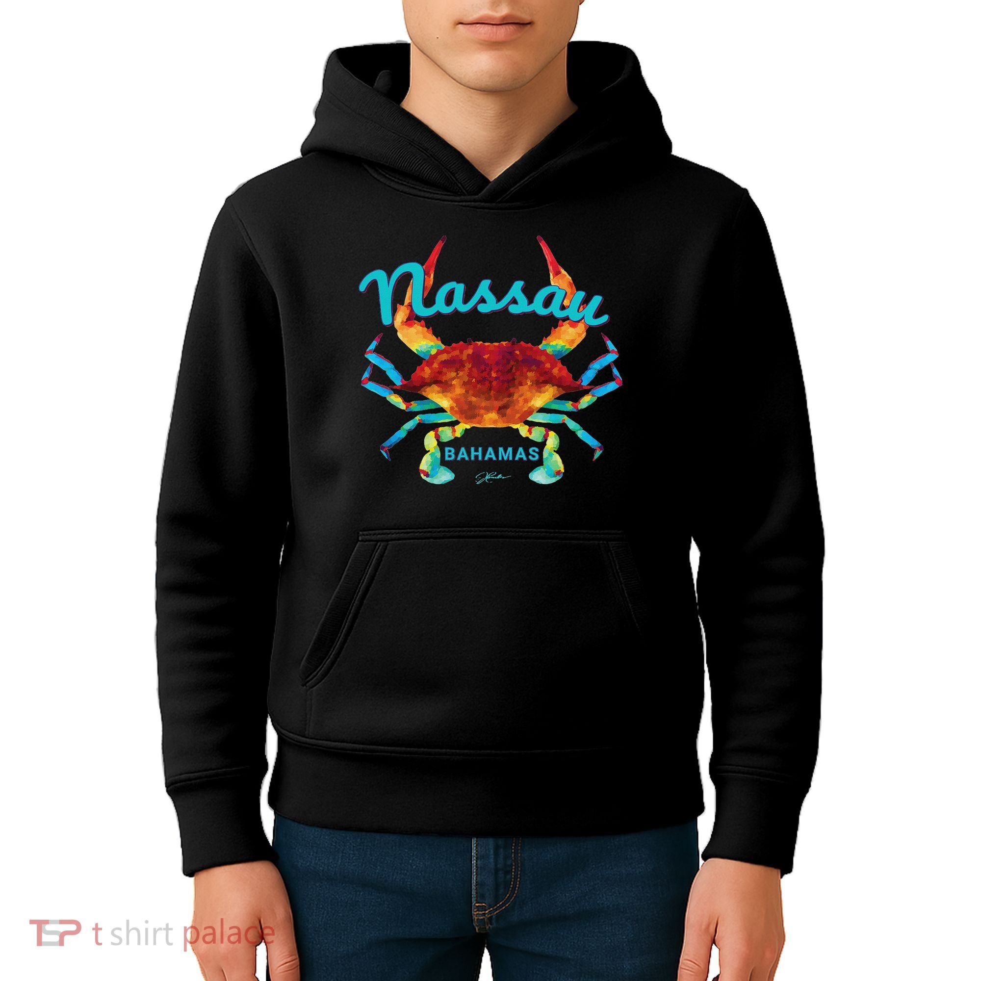 Nassau, Bahamas, Blue Crab Kids Hoodie