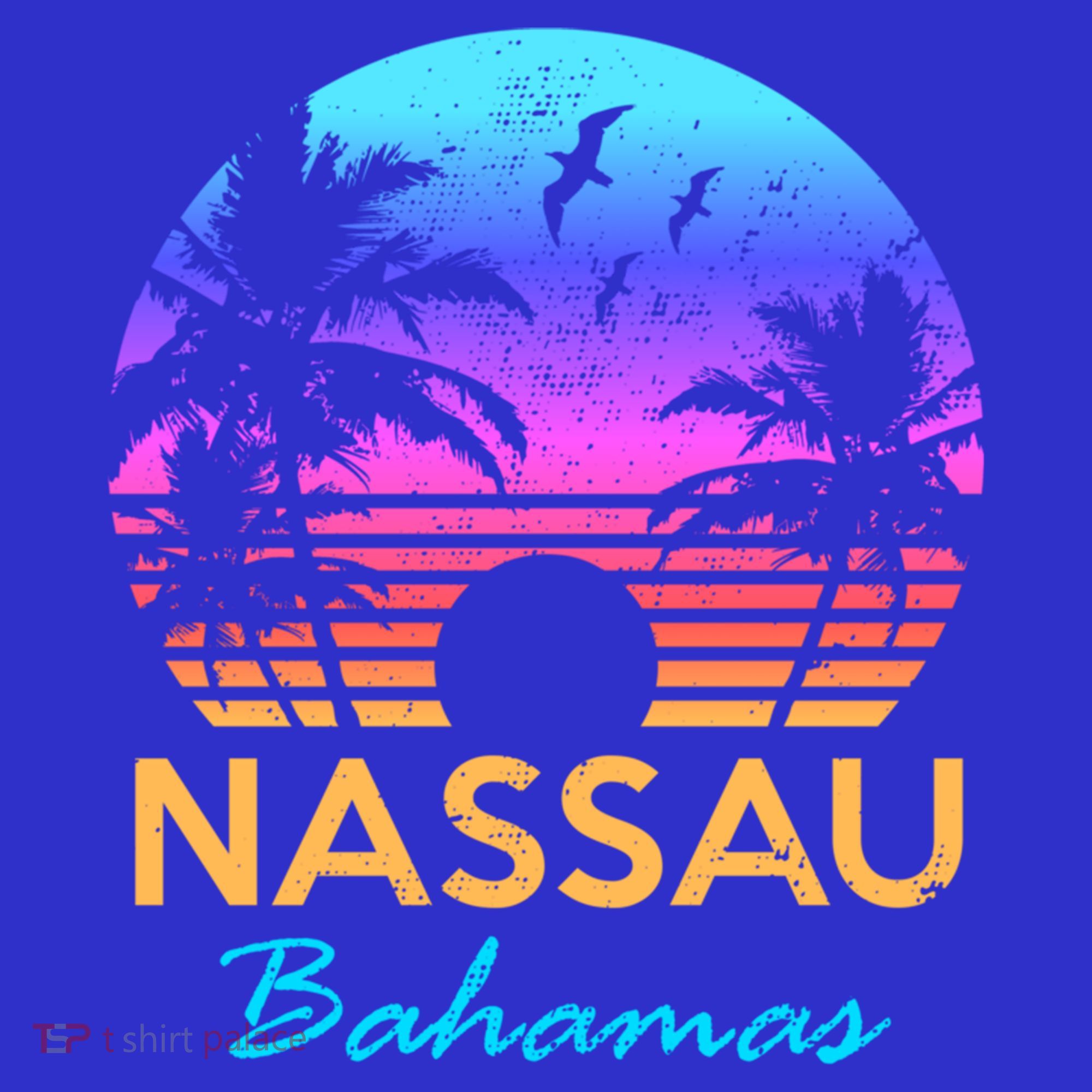 Nassau Bahamas Beach Trip Souvenir Sunset Vintage Graphic Gift T-Shirt