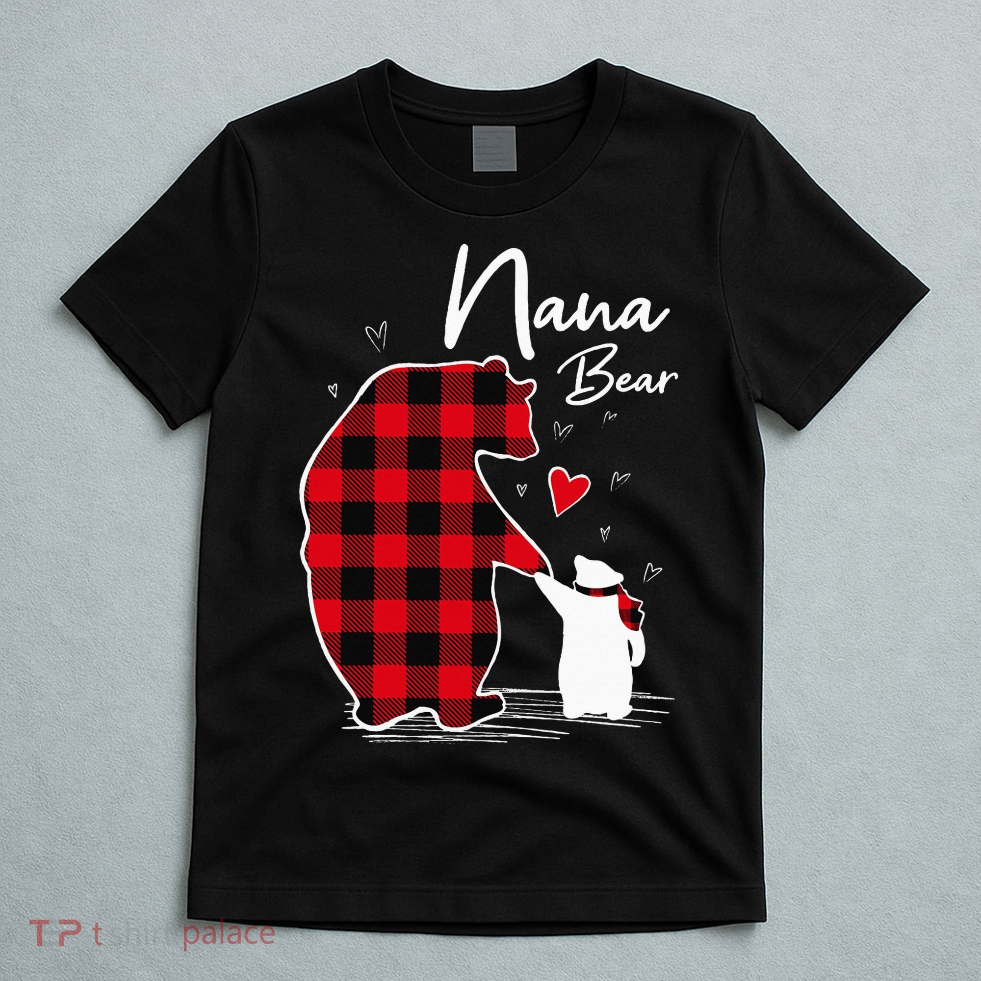 Nana Bear Christmas Pajama Woman Red Plaid Grandma T-Shirt