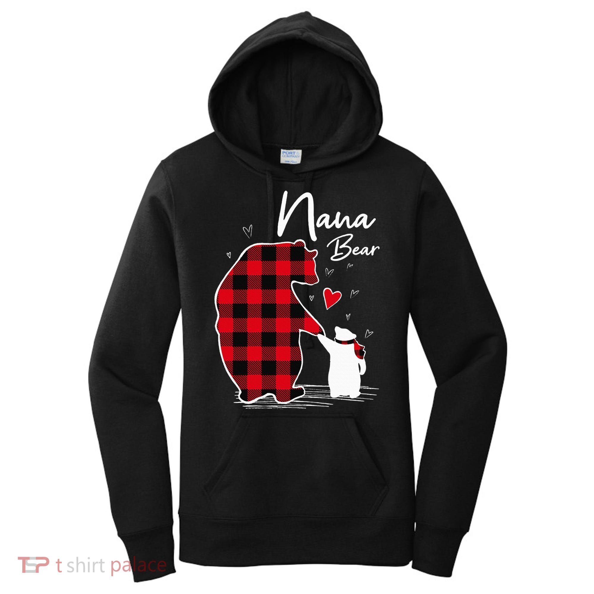 Nana Bear Christmas Pajama Woman Red Plaid Grandma Women's Hoodie