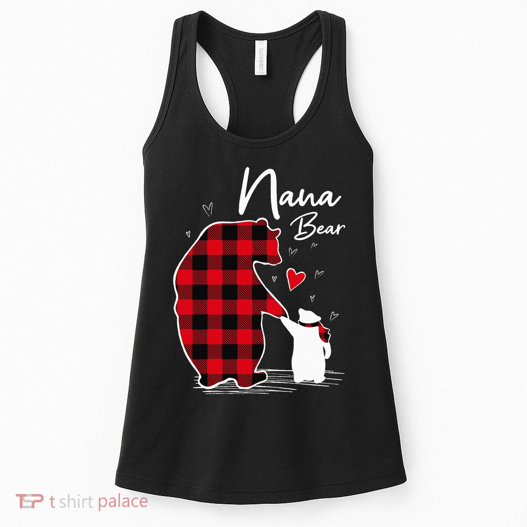 Nana Bear Christmas Pajama Woman Red Plaid Grandma Women's Tank Top