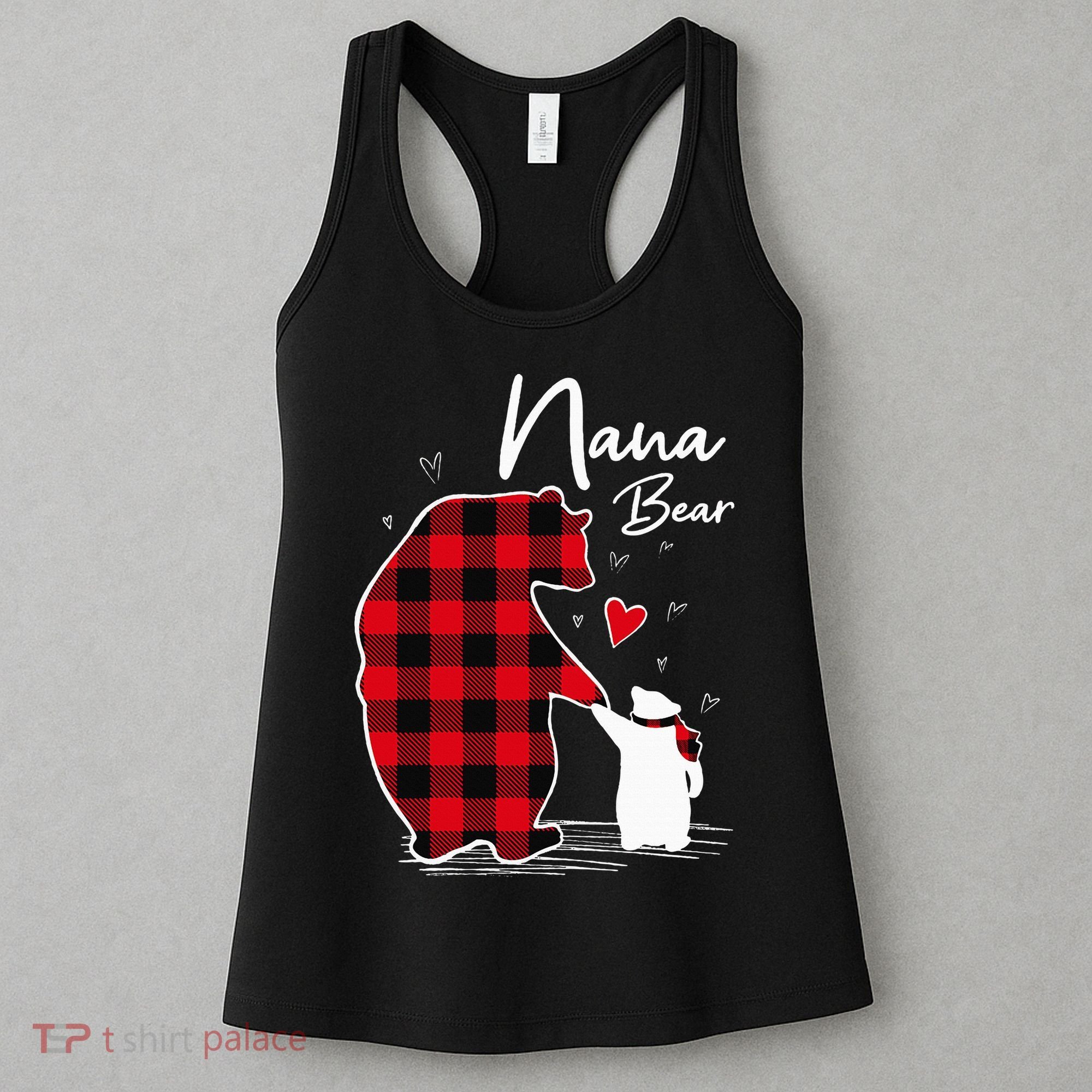 Nana Bear Christmas Pajama Woman Red Plaid Grandma Women's Tank Top