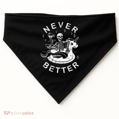 Never Better Chilling Skeleton Unicorn Swimming Float USA-Made Doggie Bandana
