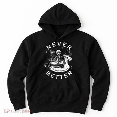Never Better Chilling Skeleton Unicorn Swimming Float Hoodie
