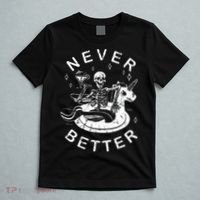 Never Better Chilling Skeleton Unicorn Swimming Float T-Shirt thumb 5