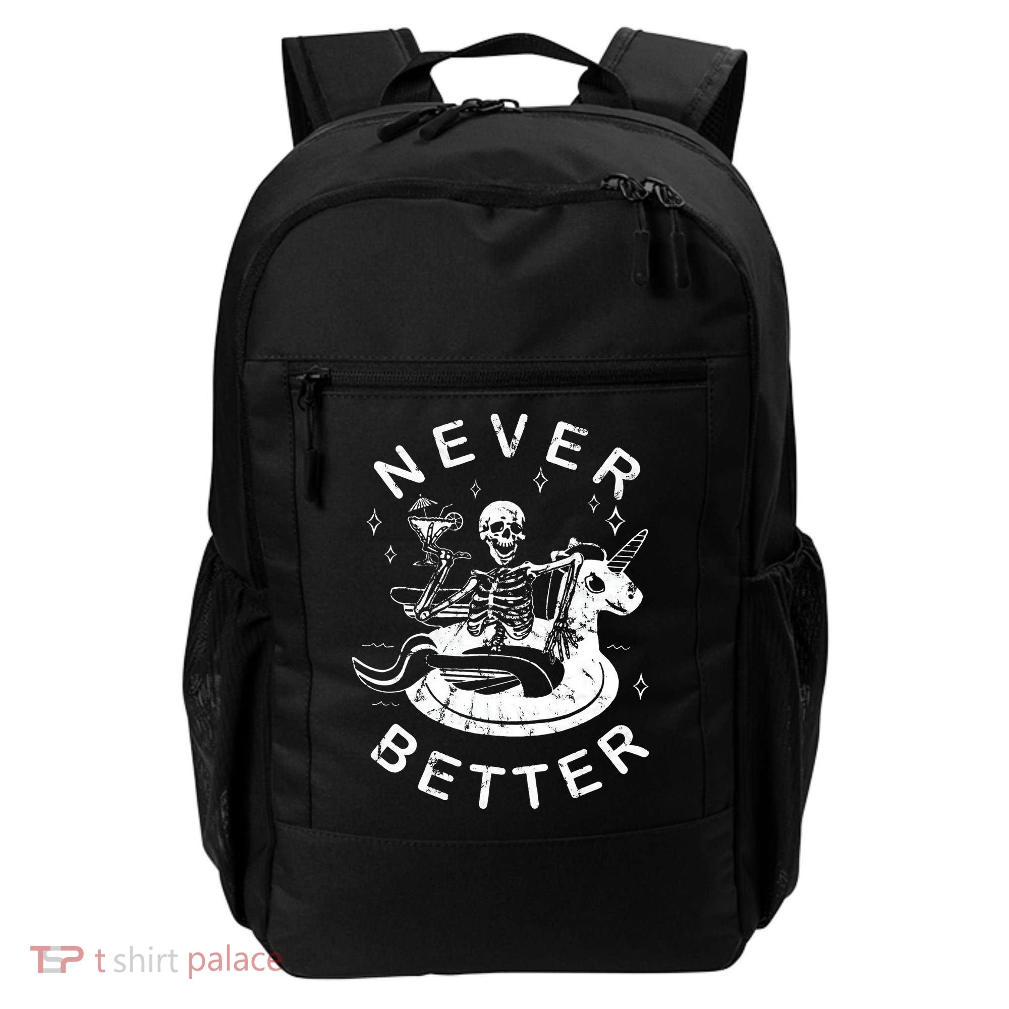 Never Better Chilling Skeleton Unicorn Swimming Float Backpack
