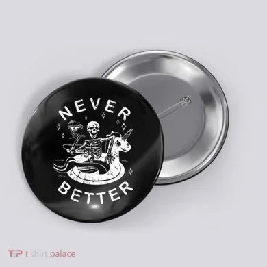 Never Better Chilling Skeleton Unicorn Swimming Float Button