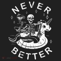 Never Better Chilling Skeleton Unicorn Swimming Float Beanie thumb 2