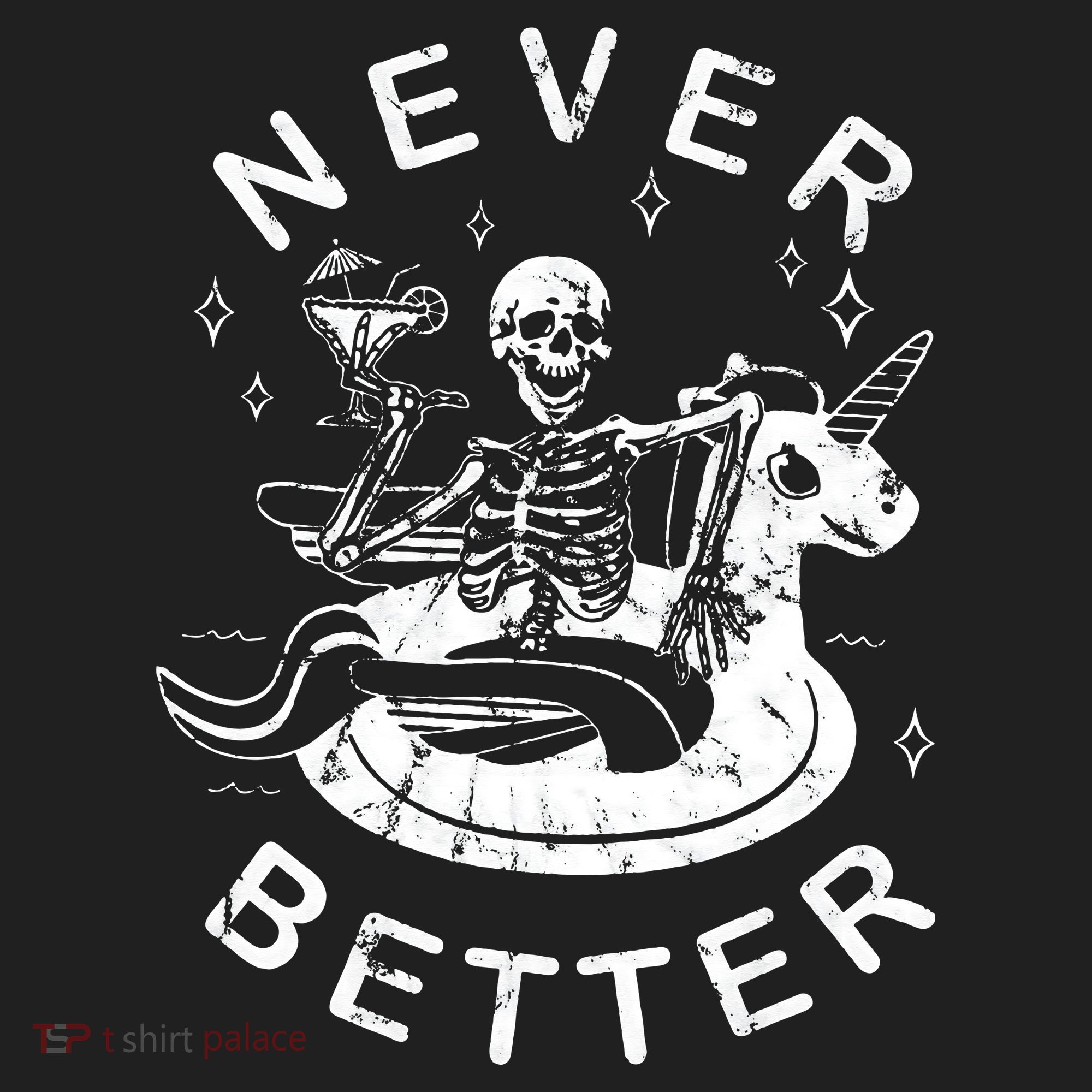 Never Better Chilling Skeleton Unicorn Swimming Float Hat