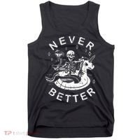 Never Better Chilling Skeleton Unicorn Swimming Float Tank Top thumb 0