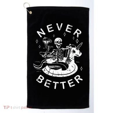 Never Better Chilling Skeleton Unicorn Swimming Float Golf Towel