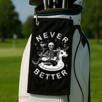 Never Better Chilling Skeleton Unicorn Swimming Float Golf Towel thumb 2