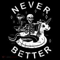 Never Better Chilling Skeleton Unicorn Swimming Float Kids Long Sleeve Shirt thumb 2