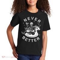 Never Better Chilling Skeleton Unicorn Swimming Float Kids T-Shirt thumb 2
