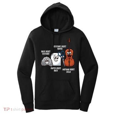 Nothing Beats Cello Rock Paper Scissors Gift For Cellist Gift Women's Hoodie